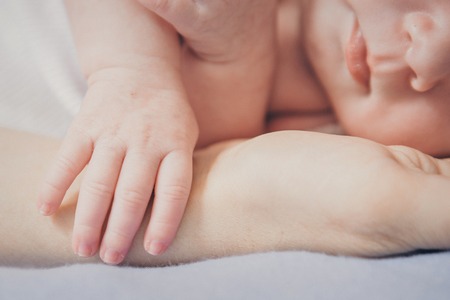 hand's of newborn baby close up onの写真素材