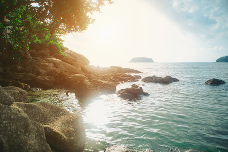 wildlife: sea view, waves and coastal reefsの写真素材