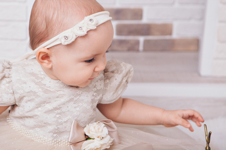 the face of a child with a bandage on his head close-upの写真素材
