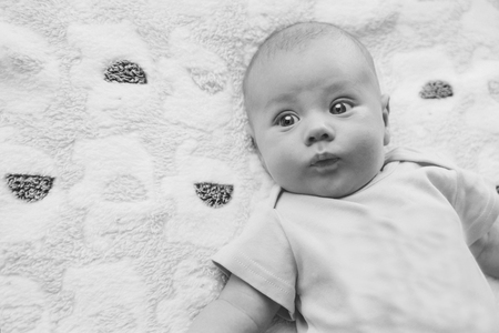 portrait of a little boy: baby's face close-upの写真素材
