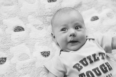 portrait of a little boy: babys face close-upの写真素材