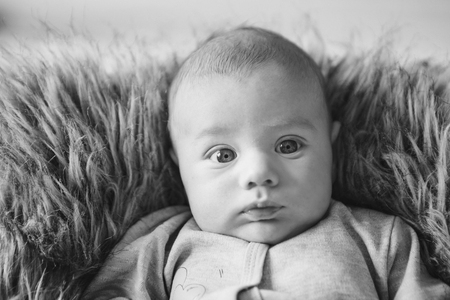 portrait of a little boy: baby's face close-upの写真素材