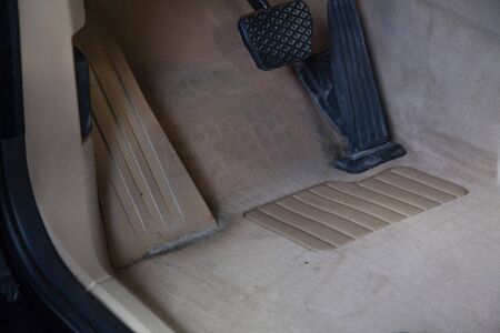 dirty car interior. Grey and white machine floorの写真素材