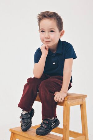 portrait of a happy child on a white background. concept of childhood, healthcare, IVFの写真素材