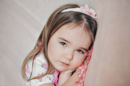 portrait of a little girl: babys face close-up. concept of childhood, healthcare, IVFの写真素材