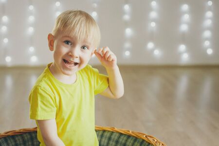 portrait of a little boy: baby's face close-up. concept of childhood, healthcare, IVFの写真素材
