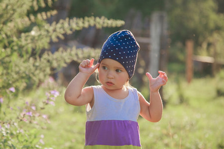 a small child on vacation. Travel to hot countriesの写真素材