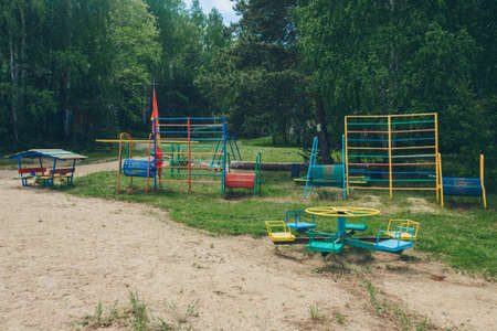 View of the playground by the forest. recreation areaの写真素材