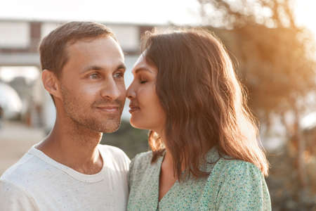 couple in love hugs. man and woman smiling. Valentines dayの写真素材
