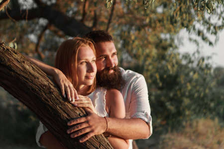 couple in love hugs. man and woman smiling. Valentines dayの写真素材