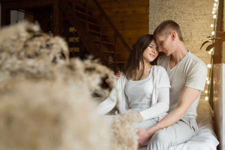 couple in love hugs. man and woman smiling. Valentines dayの写真素材