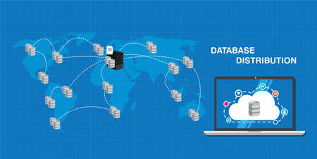 database distribution interconnected analysis business intelligence illustration