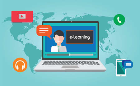 e-Learning webinar online education concept illustration