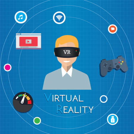 VR virtual reality playing game illustration