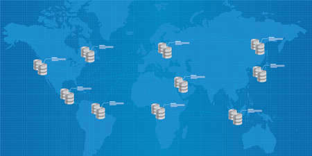 database distribution interconnected analysis business intelligence illustrationのイラスト素材