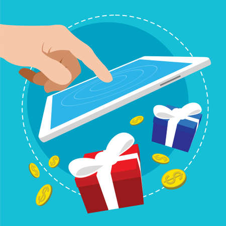 touch application bonus reward flat design illustrationのイラスト素材
