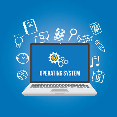 os operating system software computer laptop screen gear iconのイラスト素材