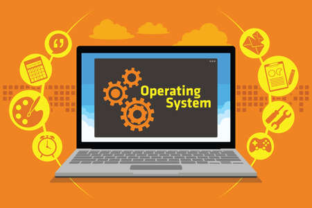 OS operating system on laptop vector illustrationのイラスト素材