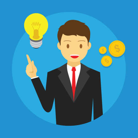 businessman thinking about business plan vector illustrationのイラスト素材
