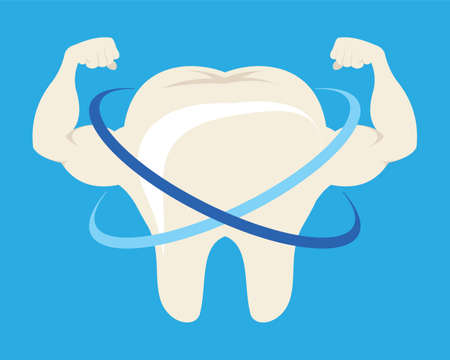 strong tooth with muscle illustration vector design conceptのイラスト素材