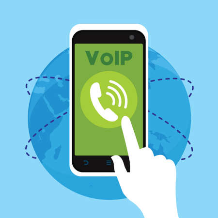 voip telephone with internet connection vector illustration concept designのイラスト素材