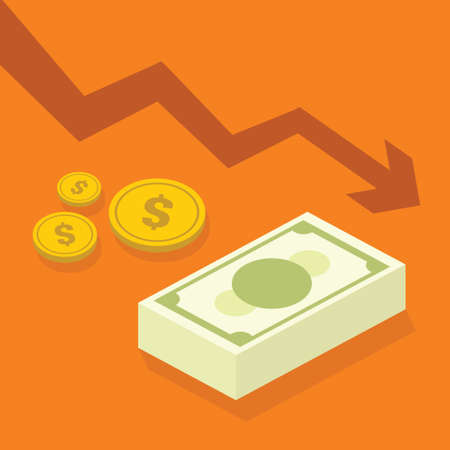 financial crisis situation with dollar illustrationのイラスト素材