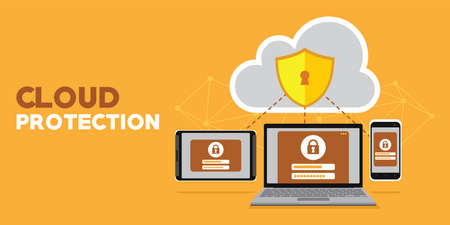 internet and server database cloud protection vector illustrationのイラスト素材