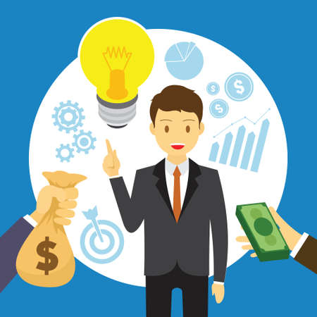 man selling idea for business vector illustration designのイラスト素材