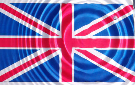 	 British flag under water with nice circles and ripplesの写真素材