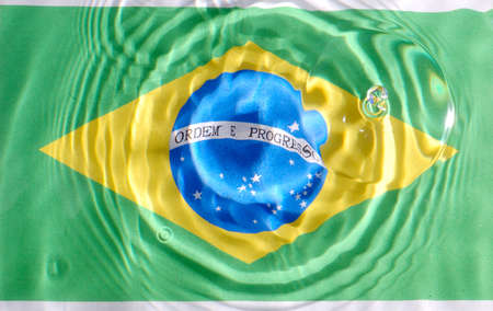 Brazilian flag under water with nice cirgles and ripplesの写真素材