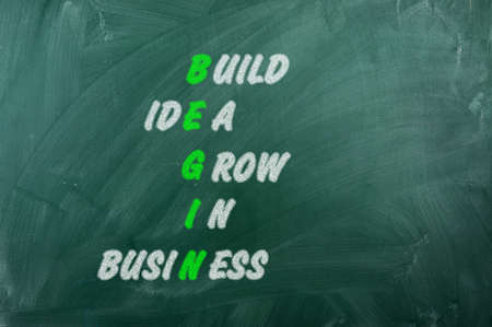 Acronym of Begin - Build Idea Grow In Businessの写真素材