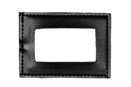 black  Leather frame isolated  on white background の写真素材