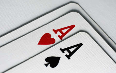 A pair of aces playing cards macro close up の写真素材