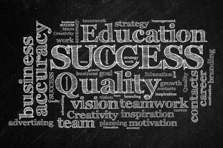 word cloud of Success  and other releated words on blackboardの写真素材
