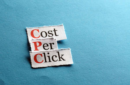 CPC, cost per click  on blue paperの写真素材