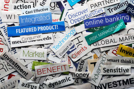 collage of paper headlines about the world economy の写真素材