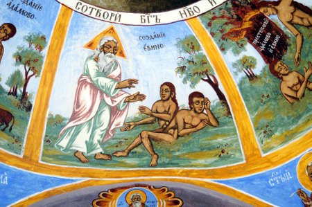 Fresco  in Sokol monastery in Bulgaria ,older over 400 years The author is unknown  のeditorial素材