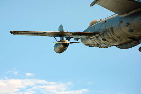 Old Soviet fighter shot from below close upの写真素材