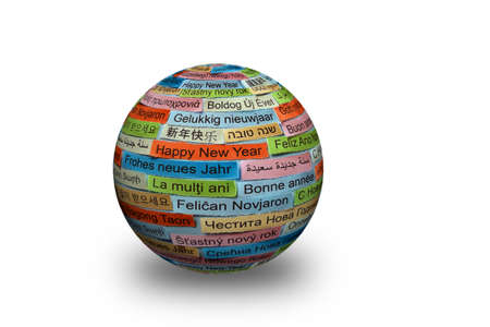 Happy New Year  Word Cloud printed on colorful paper different languages