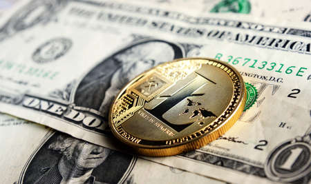 litecoin on one dollar banknote