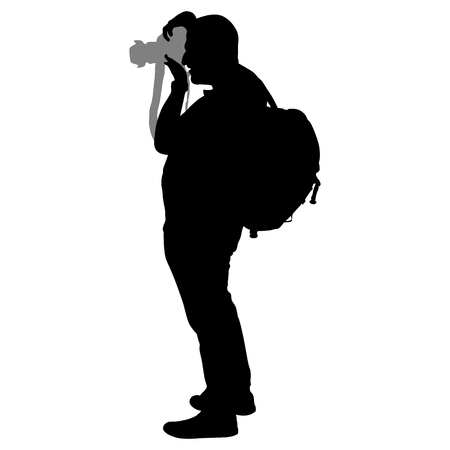 Photographer silhouette on the white backgroundのイラスト素材