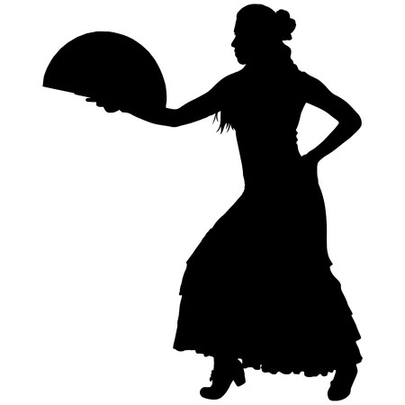 One black silhouette of female flamenco dancerのイラスト素材