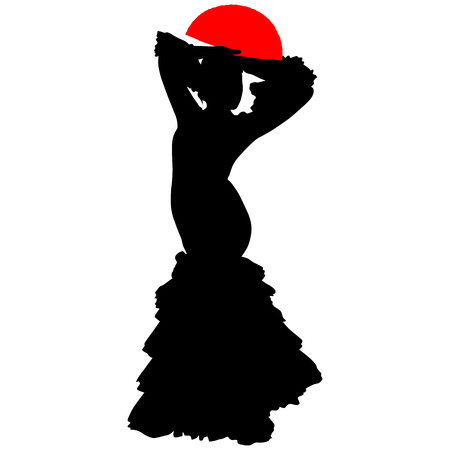 flamenco dancer with a red fanのイラスト素材