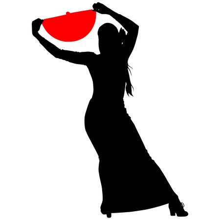flamenco dancer with a red fanのイラスト素材