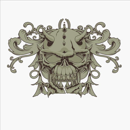 vector illustration of a skull for tattoo design, t-shirt design, symbol design, logo design and other design requirements.のイラスト素材