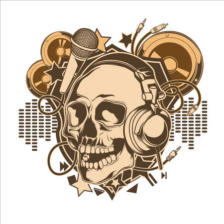 vector illustration of a skull for tattoo design, t-shirt design, symbol design, logo design and other design requirements.のイラスト素材