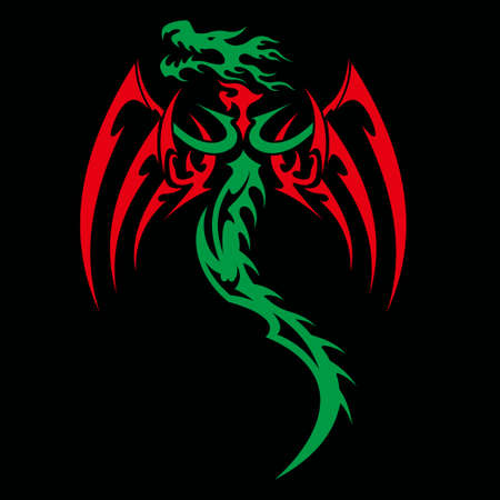 dragon vector illustration for tattoo designs,symbols and other designsのイラスト素材