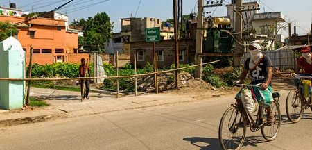 26. Katihar/Bihar/India-04/05/2020; Munilal Chowk Barmasiya near new bus stand sealed/barricaded by local people or government during corona virus (COVID 19) pandemic lockdownのeditorial素材
