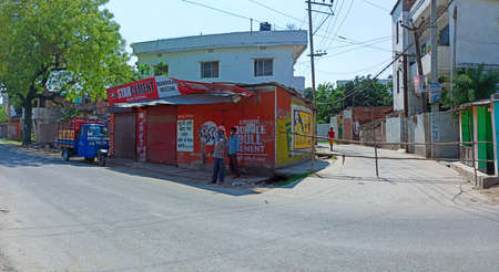 26. Katihar/Bihar/India-04/05/2020; Munilal Chowk Barmasiya near new bus stand sealed/barricaded by local people or government during corona virus (COVID 19) pandemic lockdownのeditorial素材