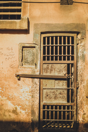 old door of prison at cairo citadel, egyptのeditorial素材